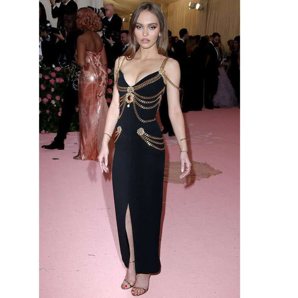 Womens Fashion chain decoration hip hugging slimming dress bandage dress long skirt