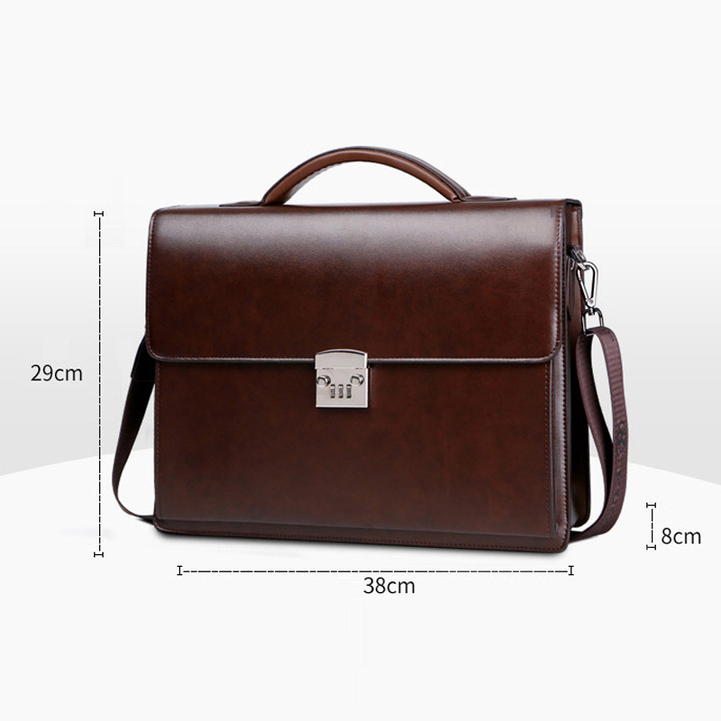 New Male Password Lock Briefcase Diagonal Package PU Leather Laptop Business Bag Men Shoulder Messenger Luxury Handbags