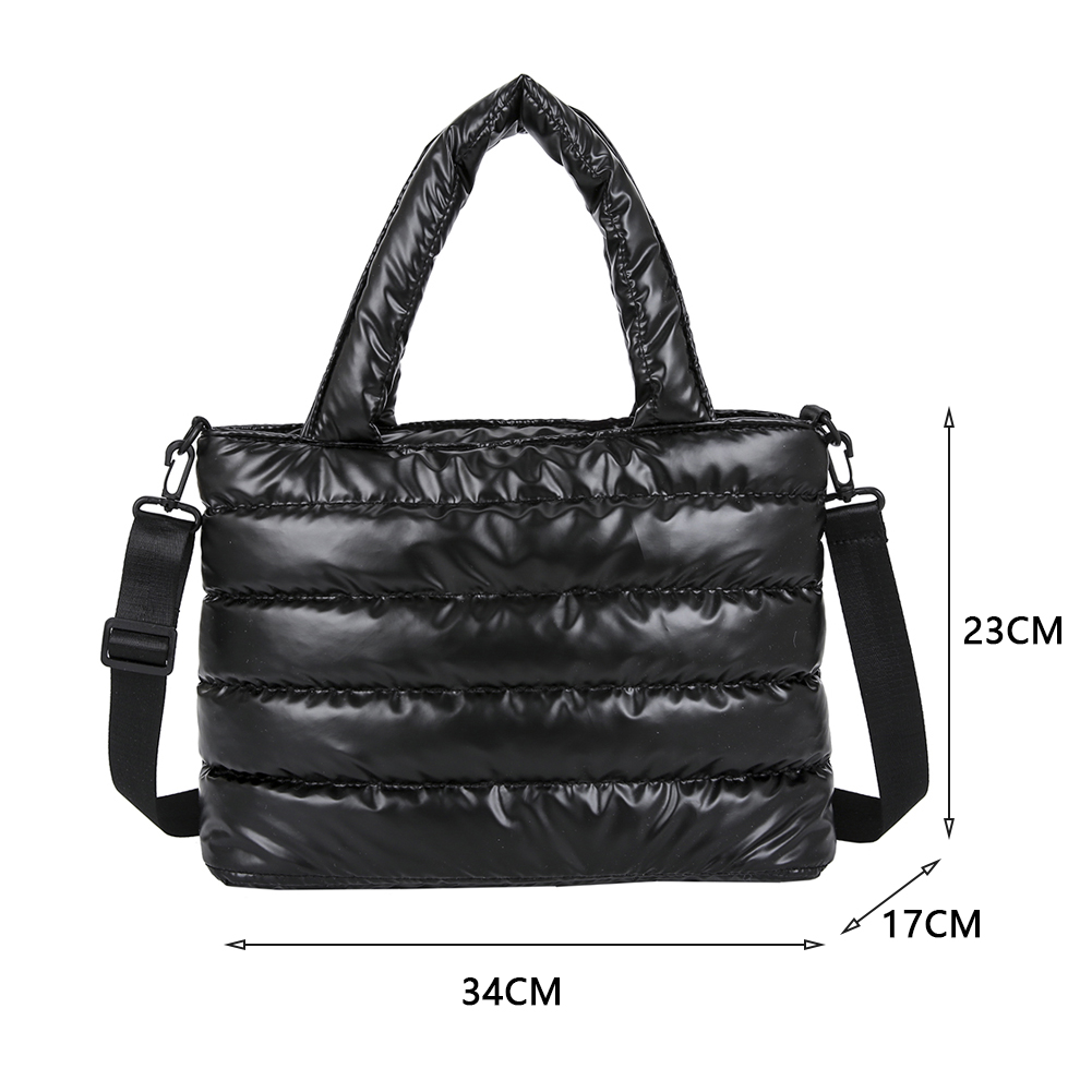 Fashion Winter Space Padded Cotton Women Crossbody Bags Casual Nylon Large Capacity Female Shoulder Bags Solid Color Handbags