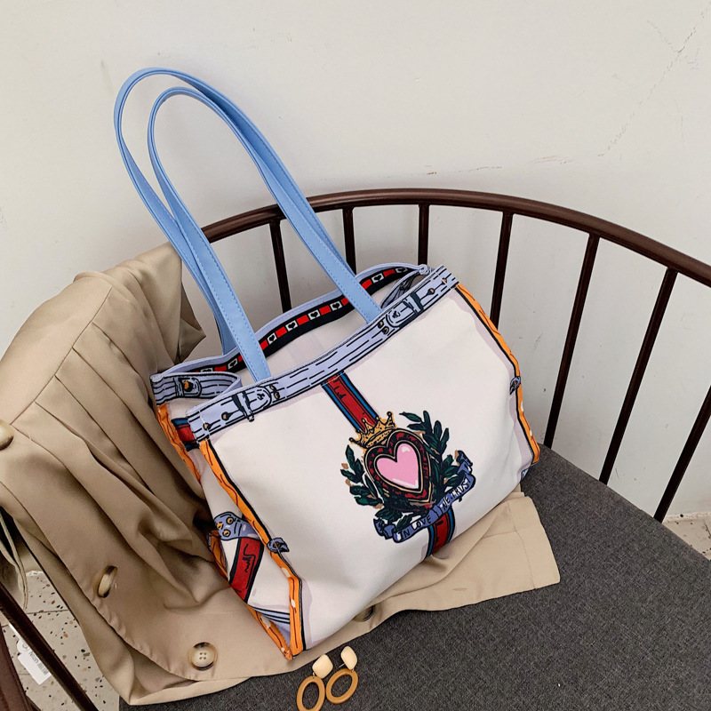 Women Tote Bag Environmental Reusable Shopping Bag Good Quality Printing Canvas Fabric Bag Girl Shoulder Large Capacity Bag