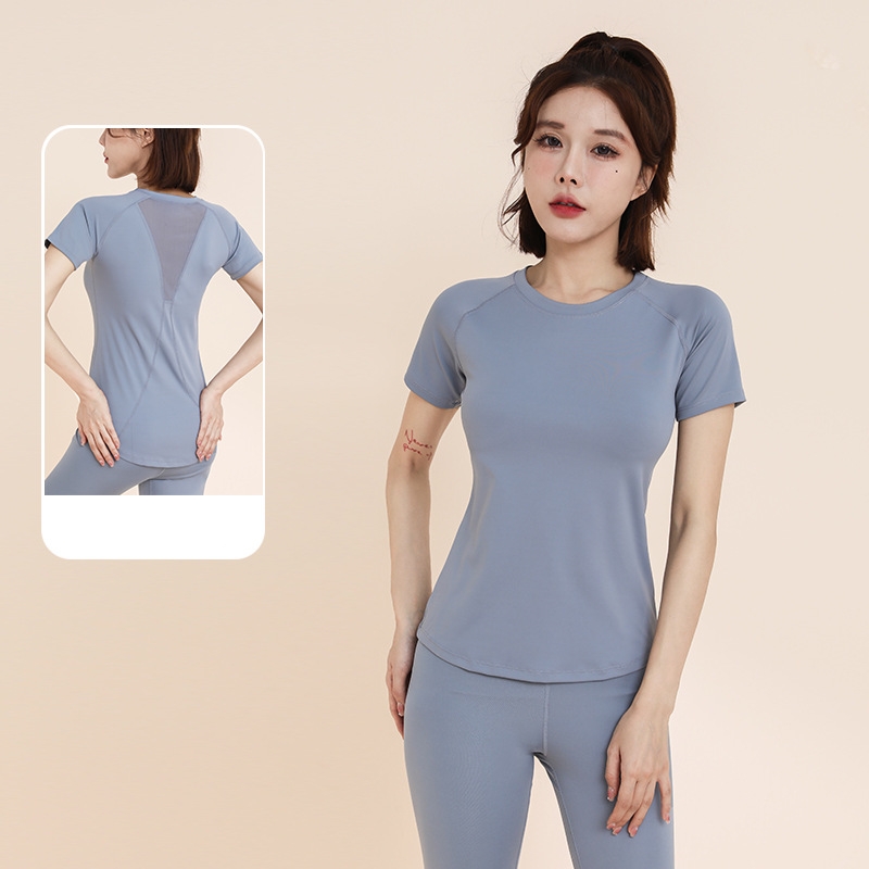 Sports top women's summer loose running fitness short sleeve T-shirt advanced sense Pilates training yoga dress smock