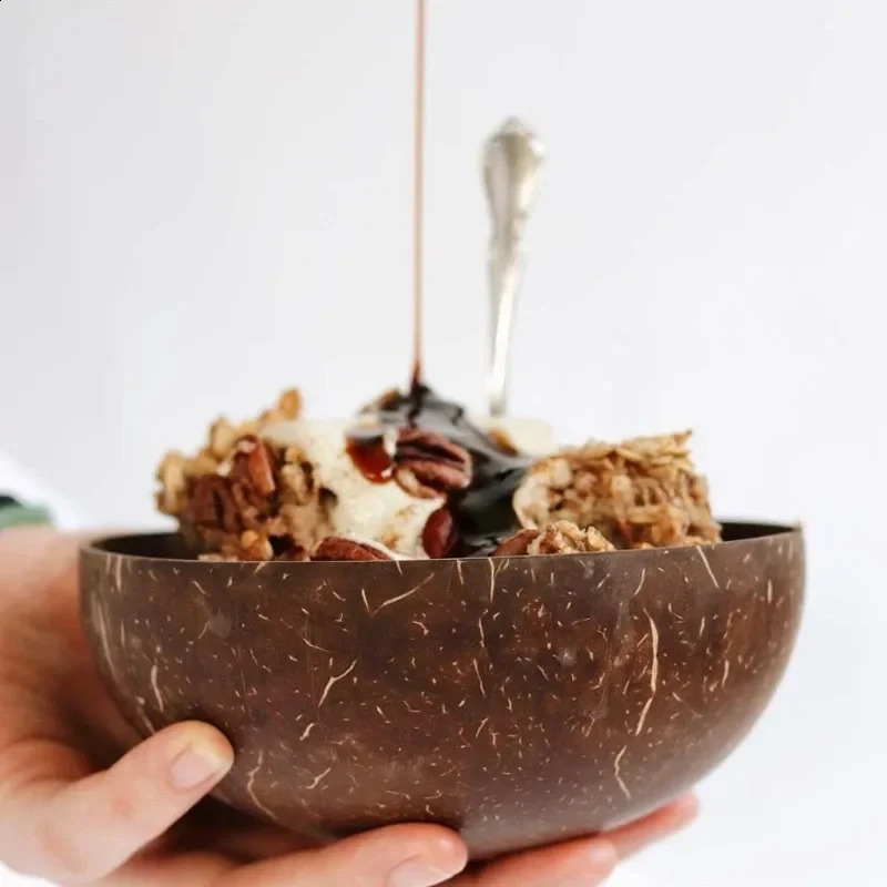 WIKOSTAR coconut bowl used for serving wooden plates salads natural shell bowls and Utensils breakfast parties 240801