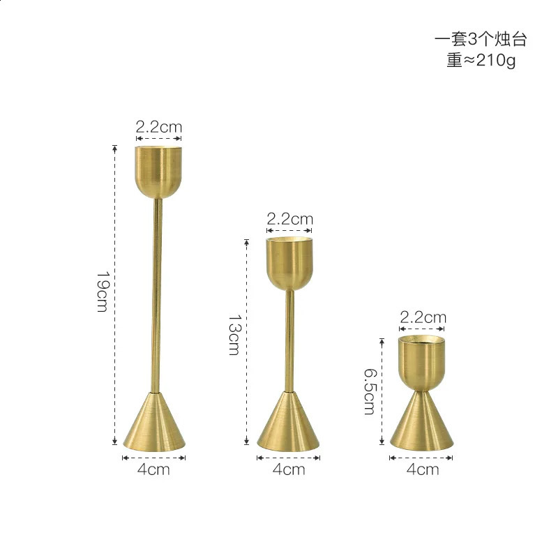 3Pcs/Set Chinese Style Metal Candle Holders Simple Golden Wedding Decoration Bar Party Living Room Decor Home Decor Candlestick 240801