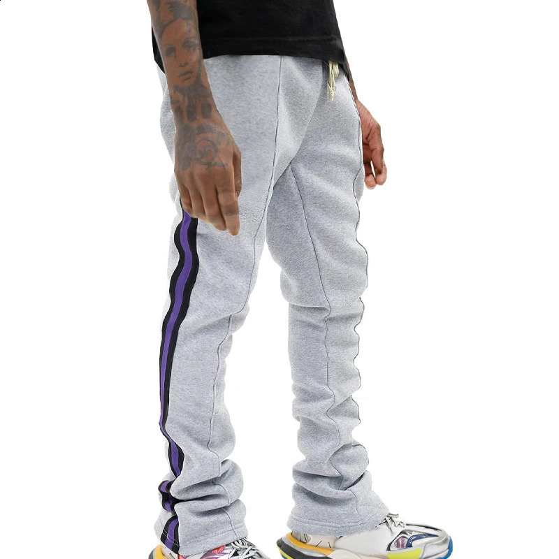 European and American spring and autumn casual pants mens patchwork flared pants sweatpants trousers pants mens slim pants 240802