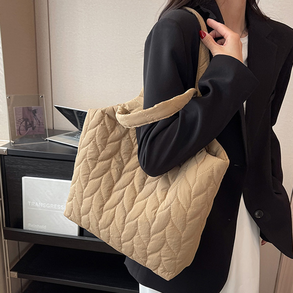 Quilted Underarm Bag Embroidery Thread Casual Hand Bags Large Capacity Fashion Nylon Elegant Cotton-Padded Puffy Handbag