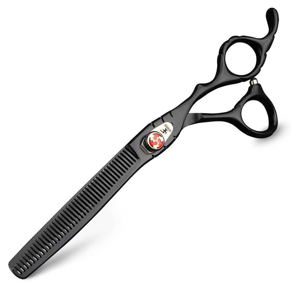 New Arrival 7.0-inch black hair scissors Japanese 440C steel scissors and thin scissors Z241213