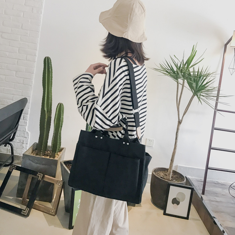 Women's Tote Bag Casual Canvas Large Capacity Shopping Female Crossbody Schoolbags Solid Shoulder Shopper Bags For Women Handbag