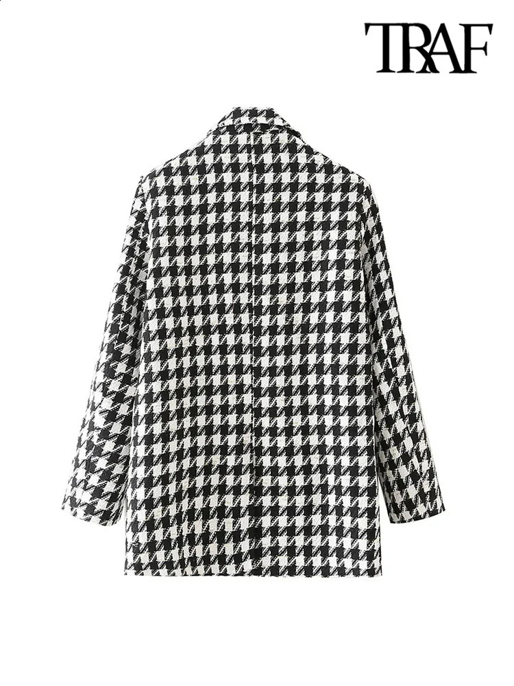 TRAF Womens Fashion Hound Stone Coarse Fleece Jacket Retro Long Sleeve Flip Pocket Coat Vest 240827