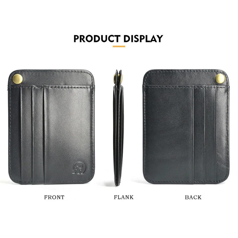6 Slot Vintage Slim Oil Wax Cowhide Leather Wallet Credit ID Card Holder Purse Money Case for Men Women 2022 Fashion 11x8cm