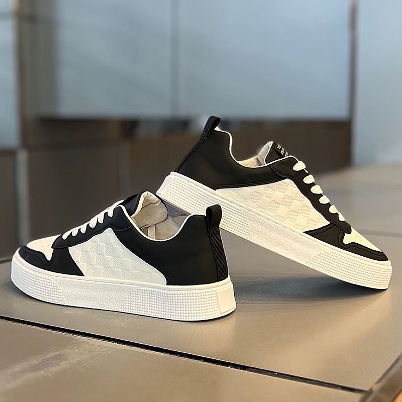 New Shoes for Men Leather Casual Shoes Fashion Checkered Flats Skateboard Shoes Youth Street Cool Sneakers