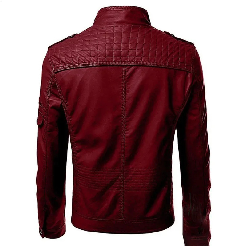 The casual high-end fashion leather coat men sell European and American solid color handsome stand-up collar jacket 240822