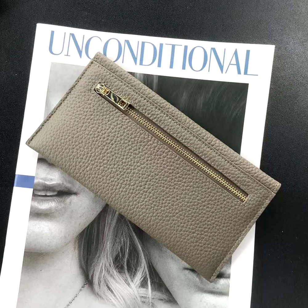 Genuine Leather Women Long Wallet Fashion Luxury Cowhide Slim Envelope Clutch Bag Daily Solid Female Card Holder Phone Purse