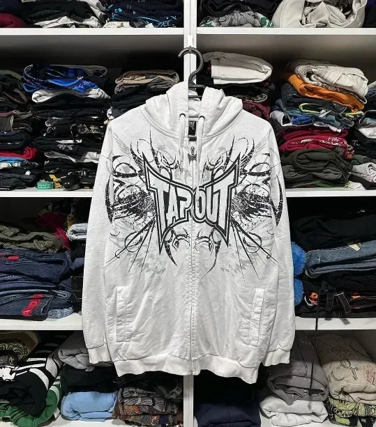 Y2k High Street Retro Harajuku Layout Large Mens Letter Embroidered Zipper Hoodie Fashion Sportswear Womens 240819