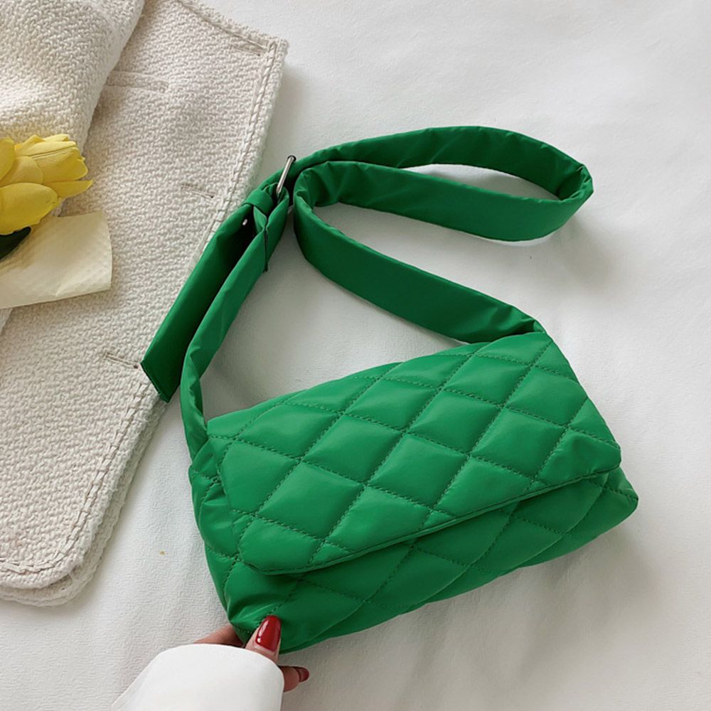 2023 Autumn Winter New Underarm Bags for Women Down Cotton Padded Plaid Shoulder Bags Fashion Quilted Handbags Girls Casual Tote