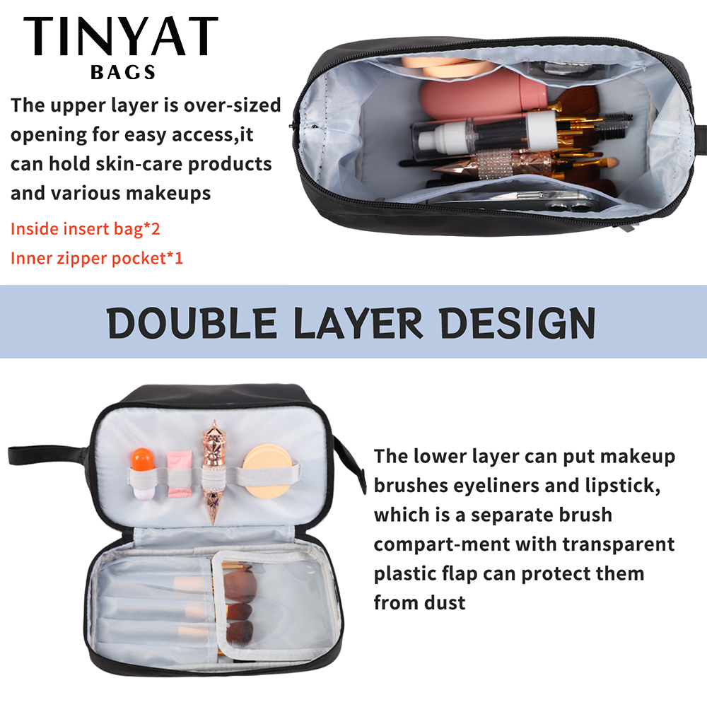 Tinyat Polyester Men Business Portable Cosmetic Bag Hanging Waterproof Wash Pouch Storage Bag Toiletries Organizer Women Travel