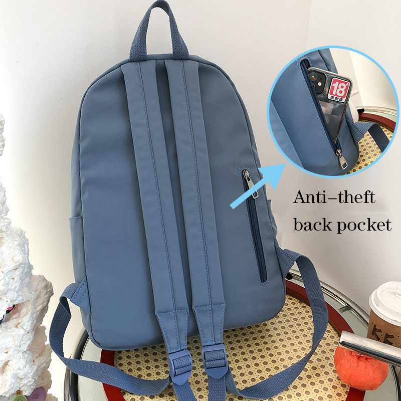 Black Nylon Backpacks for School Teenagers Girls Cute Cartoon High SchoolBag Women Bookbag Korean Casual College Style 2022