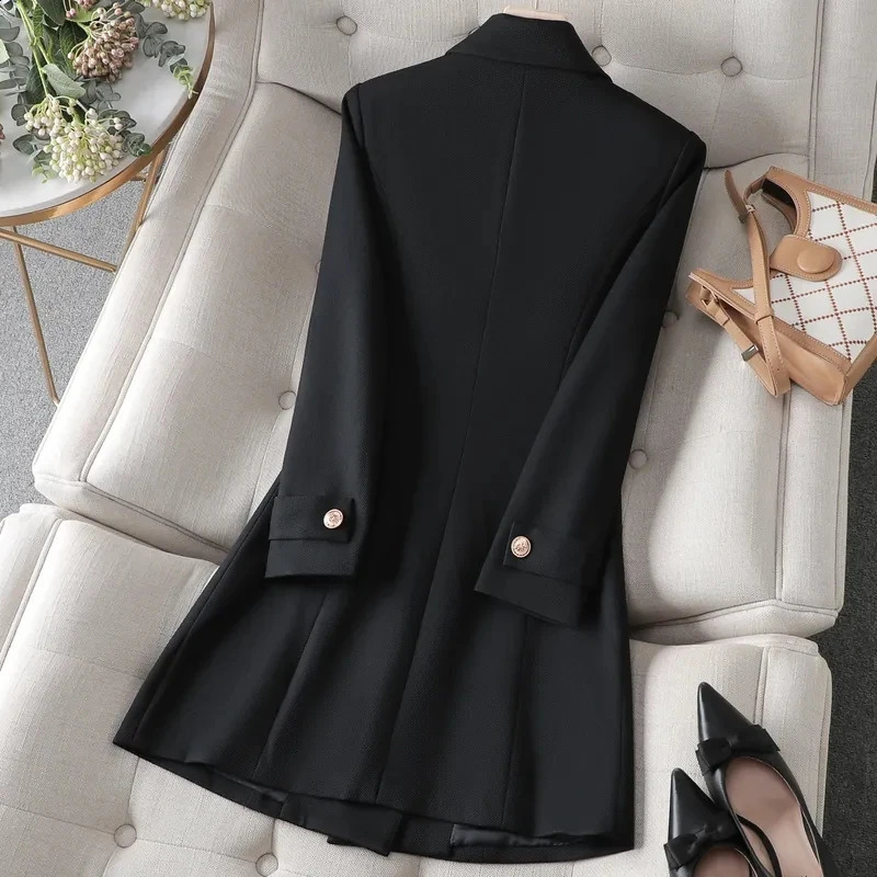 Autumn winter jacket womens long coat khaki coffee black office formal business 240827