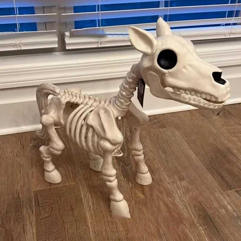 New Halloween Cow Horse Skeleton Tricky Graveyard Resin Cow Skull Skeleton Spooky Halloween Horror Cow Bones Skeleton Decor Y240801