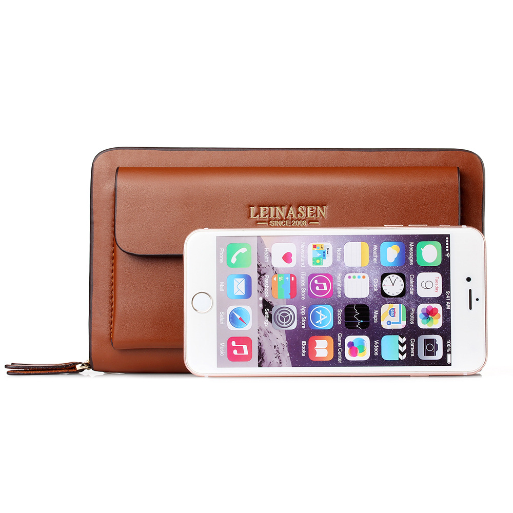 Brand Men Wallet Double Zipper Purse Long Money Clip Phone Package Luxury Large Capacity Coin purse man Clutch Bag Father's day