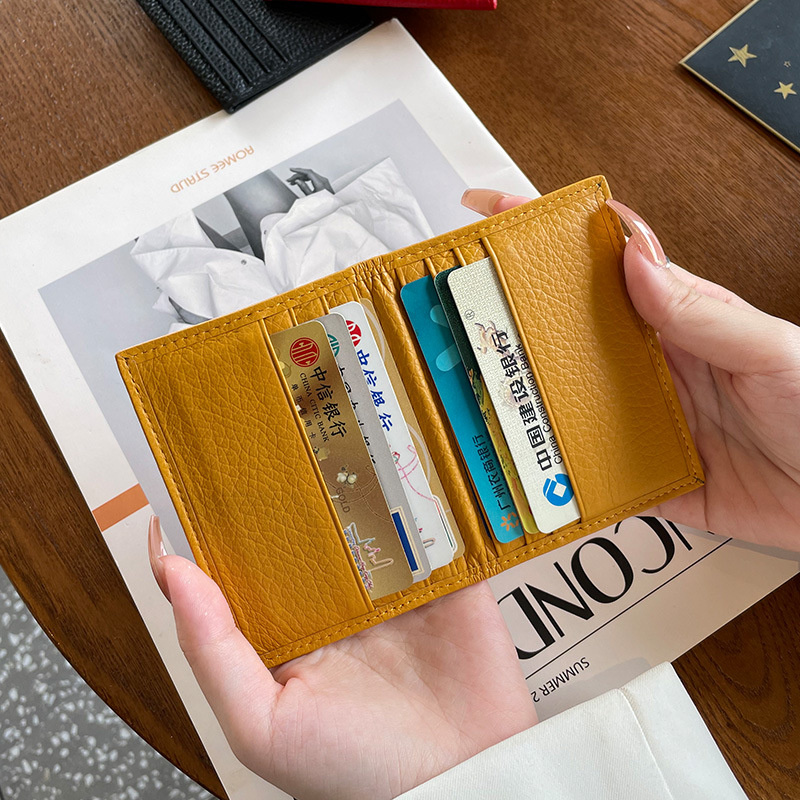Custom Letters Dropshipping Genuine Leather Multi Slots Women Credi Card Holder Thin Large Capacity Men Bifold ID Holder Bag