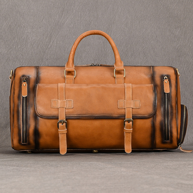 Duffle Mens Vintage Style Travel Bag, Genuine Cowhide Leather Large Weekender With Shoe Compartment, Handcrafted Overnight Bag New Free Delivery Desig