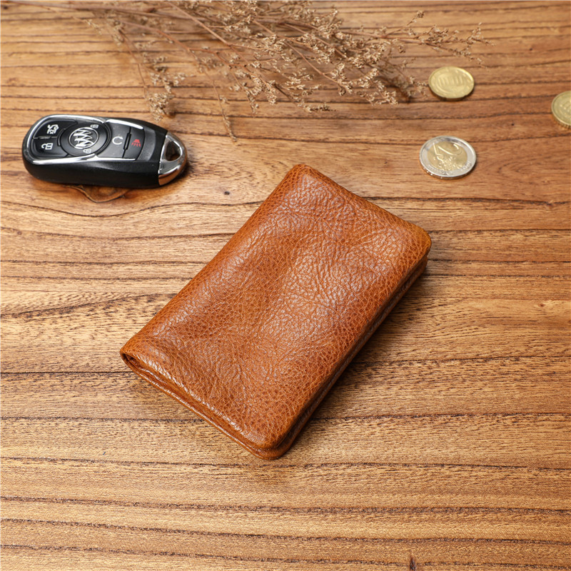 Genuine Leather Wallet For Men Women Vintage Cowhide Short Bifold Small Slim Men's Purse Card Holder With Zipper Coin Pocket Bag