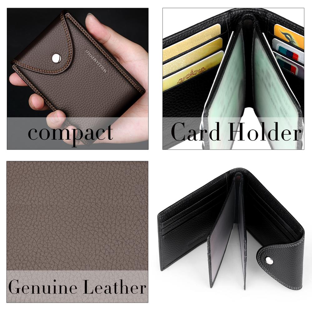 WILLIAMPOLO Wallets Men Genuine Leather business Clutch Bag Male Purse Bifold Money Clamp Credit Card Case Cash Clip Wallet