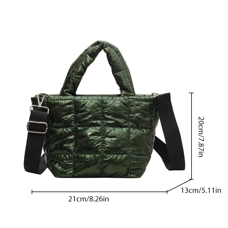 Women Fashion Quilted Down Handbags 2023 Autumn Winter New Top-handle Bags Girls Casual Tote Ladies Cotton Padded Shoulder Bag
