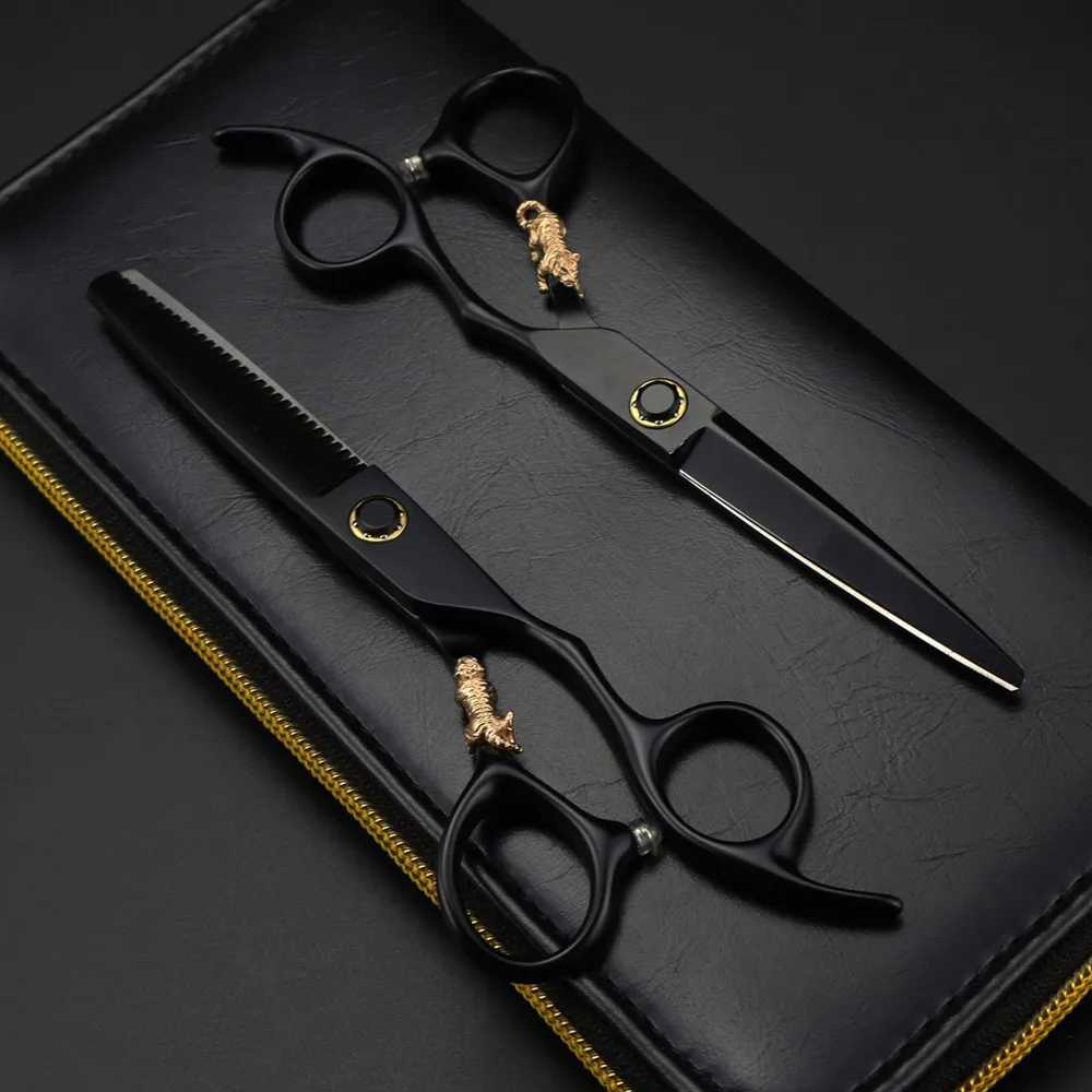 New Arrival Professional JP 440c steel 6 Bearing tiger hair scissors haircut thinning barber strong cutting shears hairdressing scissors Z241213