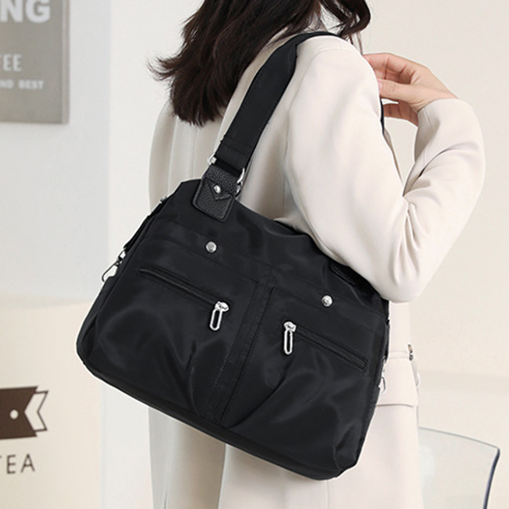 Women's Handbag Solid Simple Designer Tote Bag Large Capacity Waterproof Multi Pocket Nylon Shoulder Bag Mommy Travel Diaper Bag