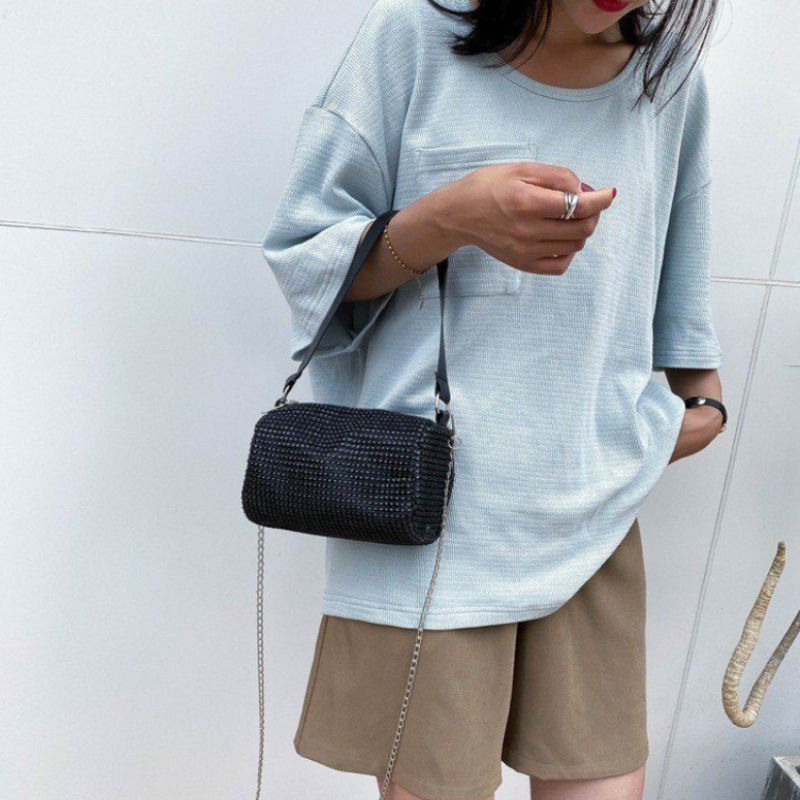 2023 New Bling Diamonds Print Small Shoulder Bags Women Square Clutch Bag Evening Crossbody Bag Ladies Dinner Party Clutch Purse
