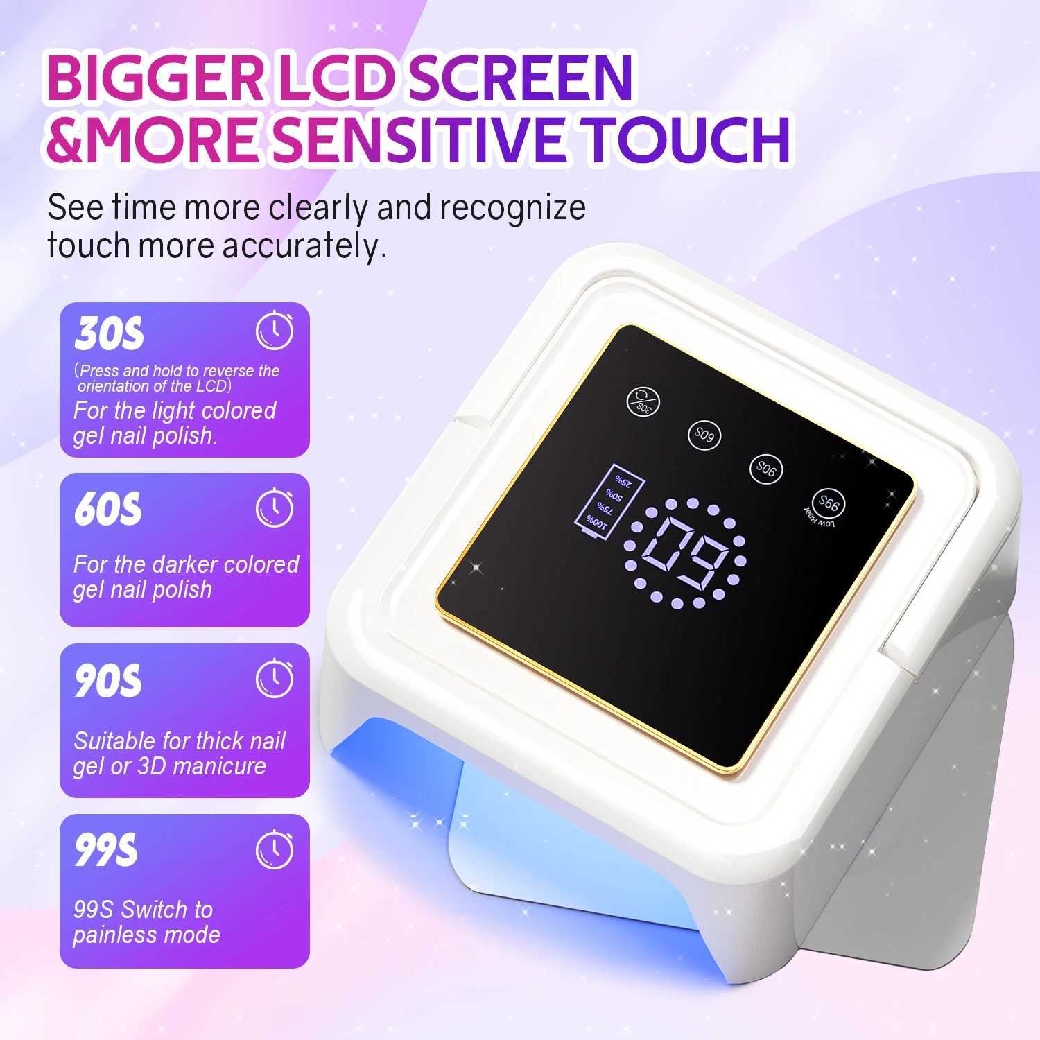DinaBeauty Rechargeable UV LED Nail Lamp Wireless Gel Polish Nail Dryer Pedicure Manicure Light Cordless Nail Lamp Salon ToolCL2400806
