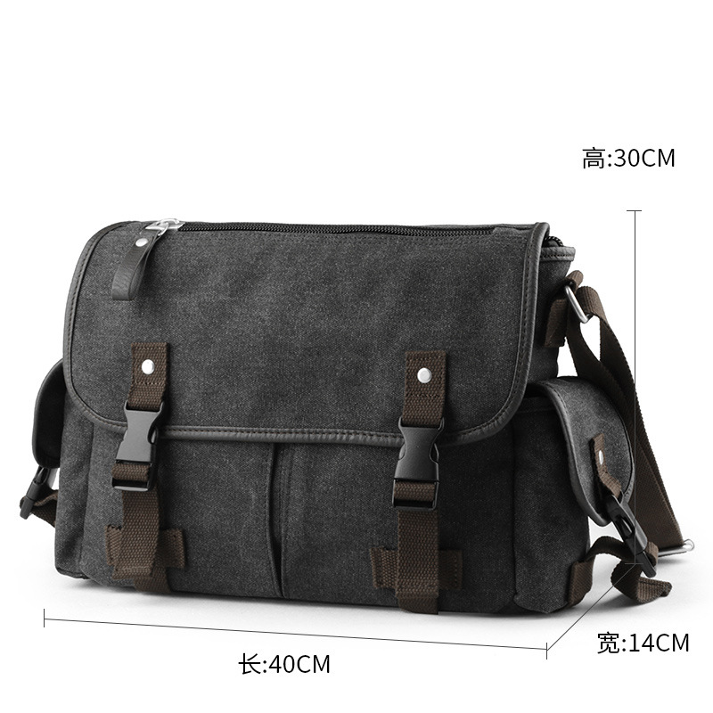 Vintage Casual Canvas One Shoulder Bag Postman Bag Fashion Student Bag Men's One Shoulder Crossbody Bag