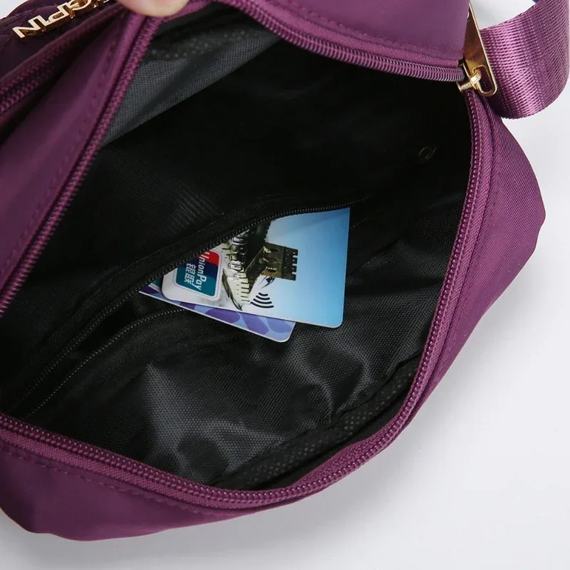 2023 New Fashion Embroidery Women Nylon Square Handbags Lady's Shoulder Cross Body Female Casual Women's Zipper Handbag