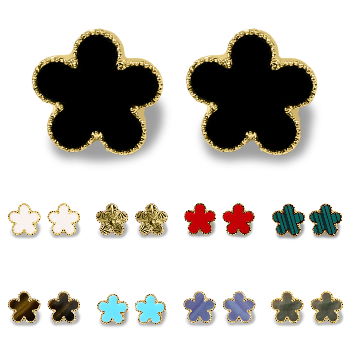Vintage designer earrings for woman clover earrings Charm Mother of Pearl 18K Gold Plated Red Agate stud earrings pearl earrings flower earrings cute earring gift