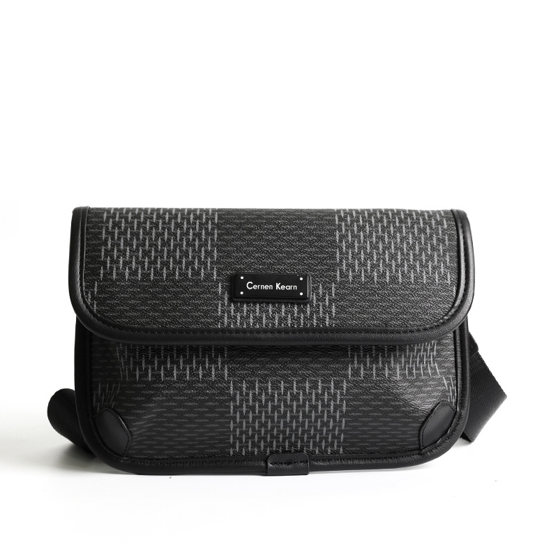New men's checkered shoulder bag trendy crossbody bag street fashion shoulder bag student bag mailman bag