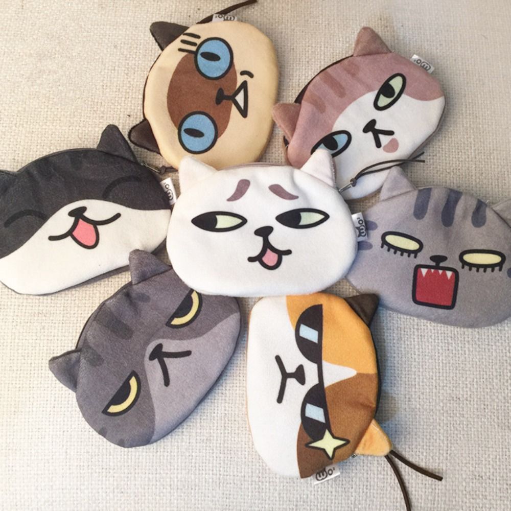 Outdoor Cat Expression Coin Purse Cute Pattern Cartoon Design Cat Earphone Bags Lipstick Cosmetic Bag Children