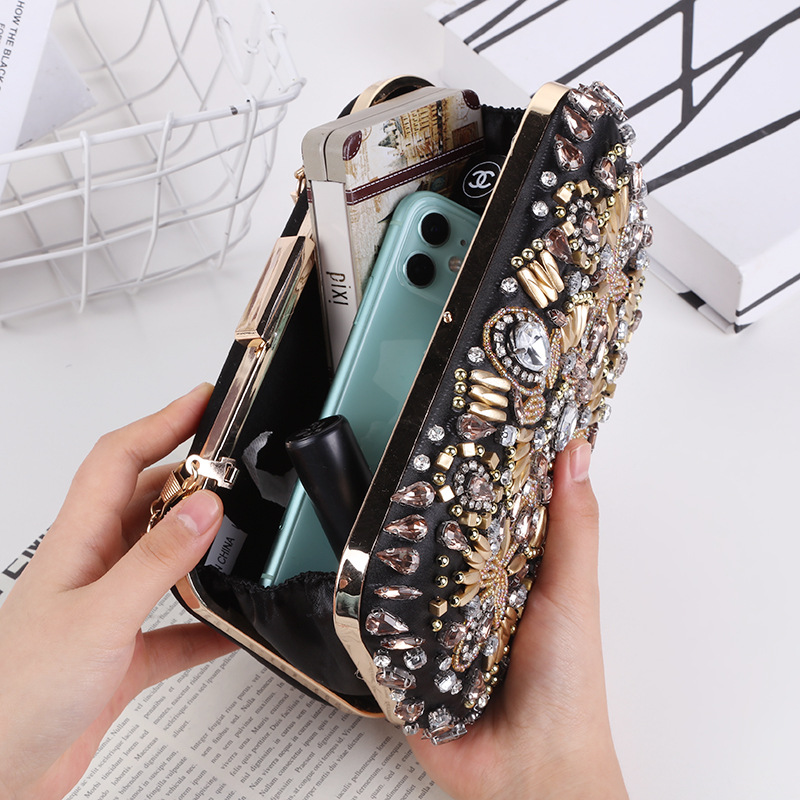 New Rhinestone Dinner Bag Water Diamond embellishment Handheld Bag Handmade Bridal Evening Dress Bag Bridesmaid Storage Bag
