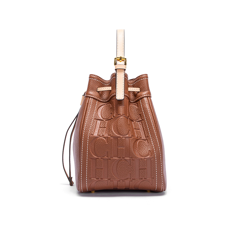 Women's Handbag 2023 New Fashion Leather Small Messenger Bag for Ladies Natural Texture Deep Printing Shoulder Bag Bucket
