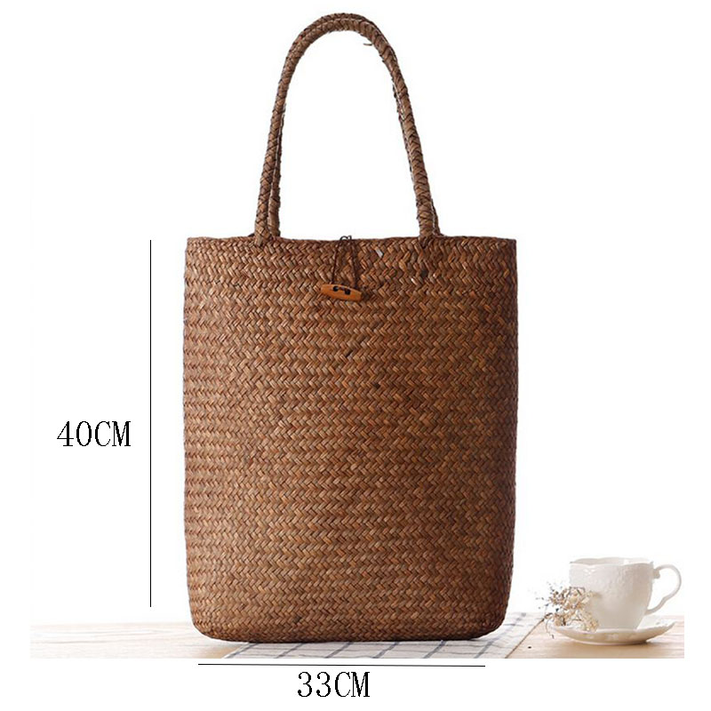 Handmade Women Handbag Summer Straw Beach Bag Bamboo Woven Female Shoulder Bag Bohemian Rattan Large Capacity Tote Dropshipping