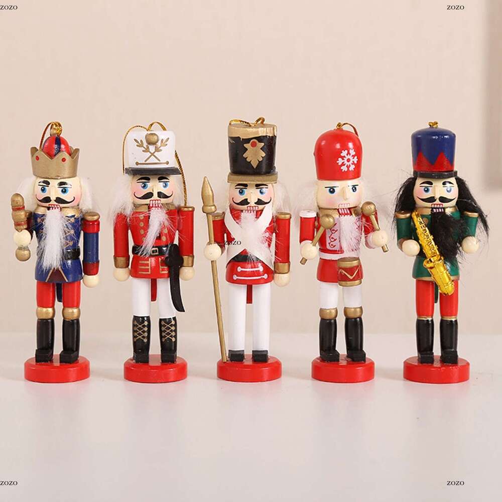 Merry Christmas Decorations Kids Nutcracker Soldier Doll 12Cm Wooden Pendants New Year Ornaments For Navidad Xmas Tree 1Pc