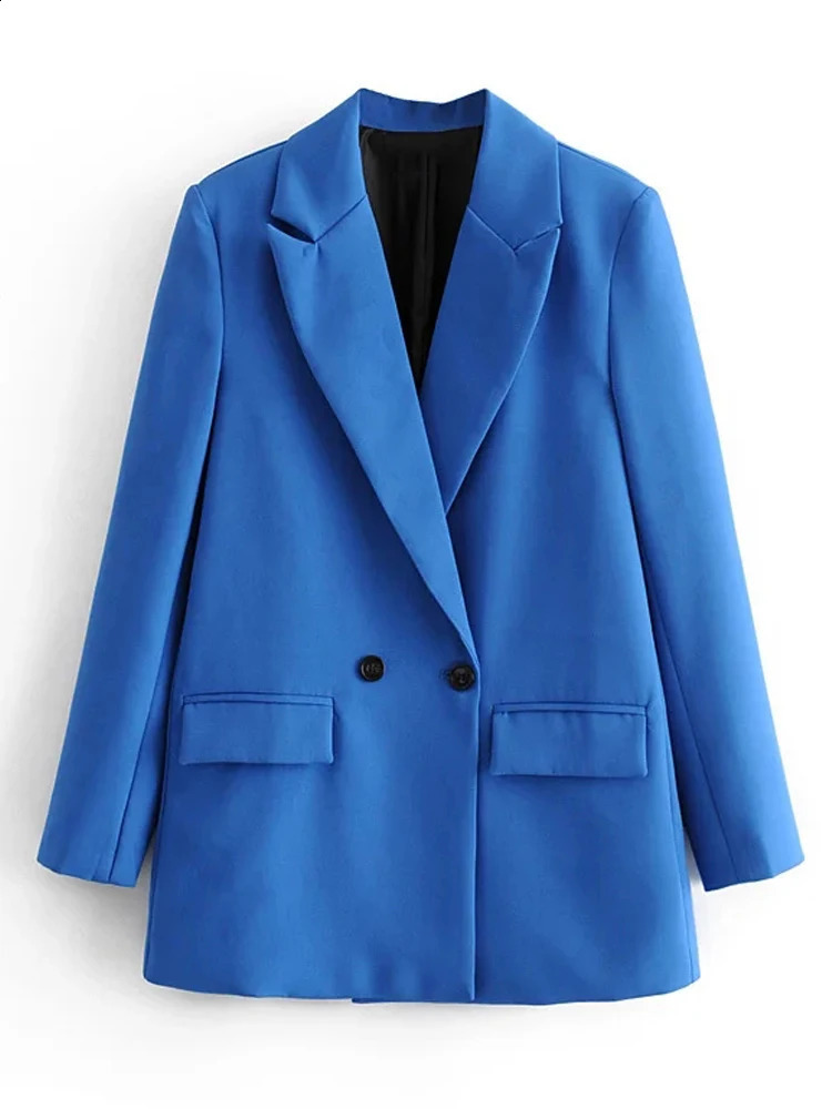 TRAF Womens Black Michelin Color Card Blue Grey Coat Fashion Office Clothing Jacket 240827