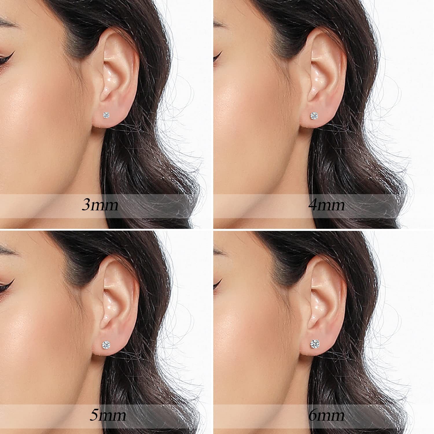 Sterg Sier 2024 Stud Earrings Women, 5A Cubic Zirconia 4-Claw Round Cut Rose Gold Filled Jewelry for Wedding, Party, Gift