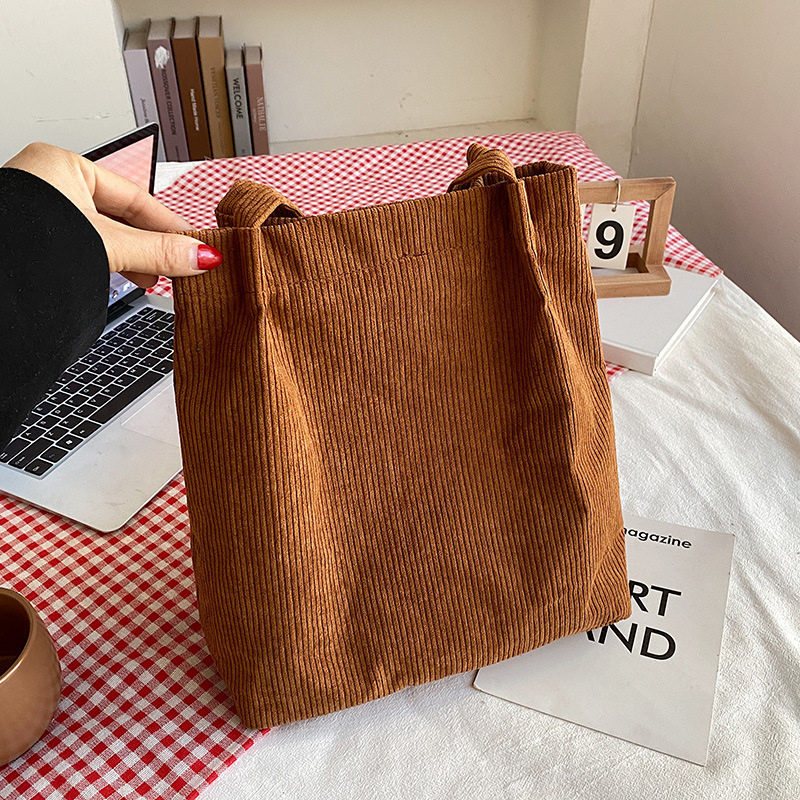 Retro Corduroy Shoulder Bags for Women New Casual Large Capacity Purses and Handbags Ladies Reusable Totes Bags Pouch for Girl