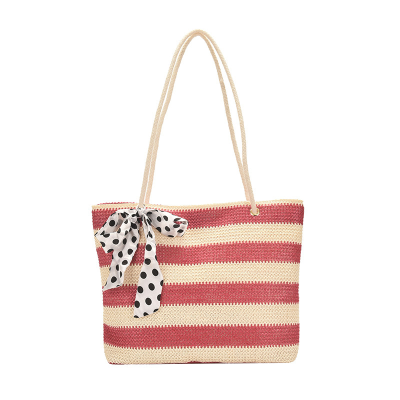 Summer fashion woven women 2024 new casual handbag versatile shoulder for class hand-held tote bag H82#23 ddmy d286