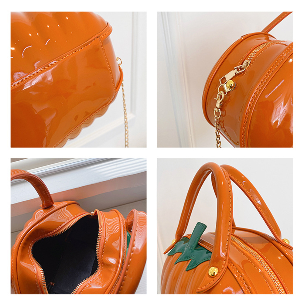 Halloween Crossbody Bags for Women Creative Pumpkin Chain Shoulder Bags Waterproof Leather Top Handle Bag Versatile Candy Purses