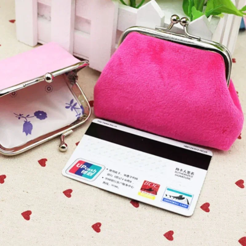 2023 New Women's Money Bag Plush/Oil Wax Leather Wallet 4-inch Buckle Mini Wallet Lipstick Storage Bag Women's Wallet