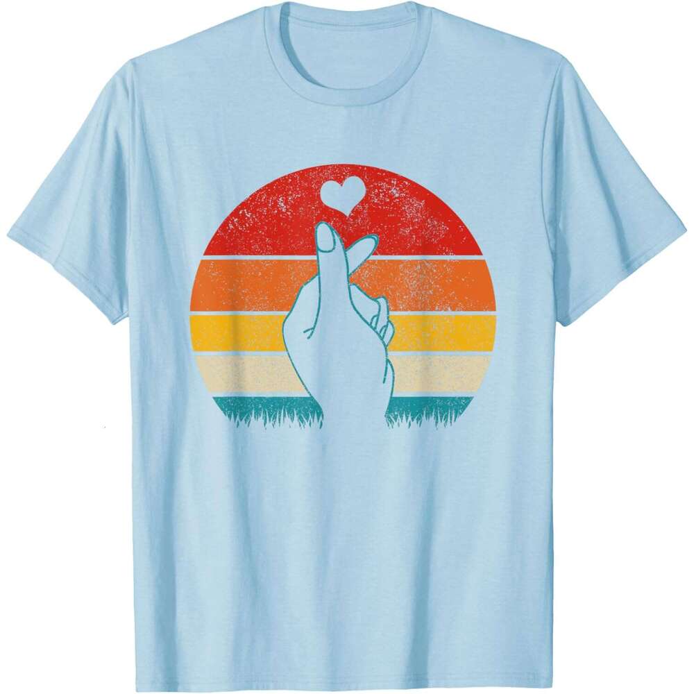 T shirt Mens K-Pop Heart Hand Symbol K-Drama Korean Pop Vintage Fan Gift T-Shirt shirts tshirt graphic tee Casual tops summer clothes Short sleeve Fre
