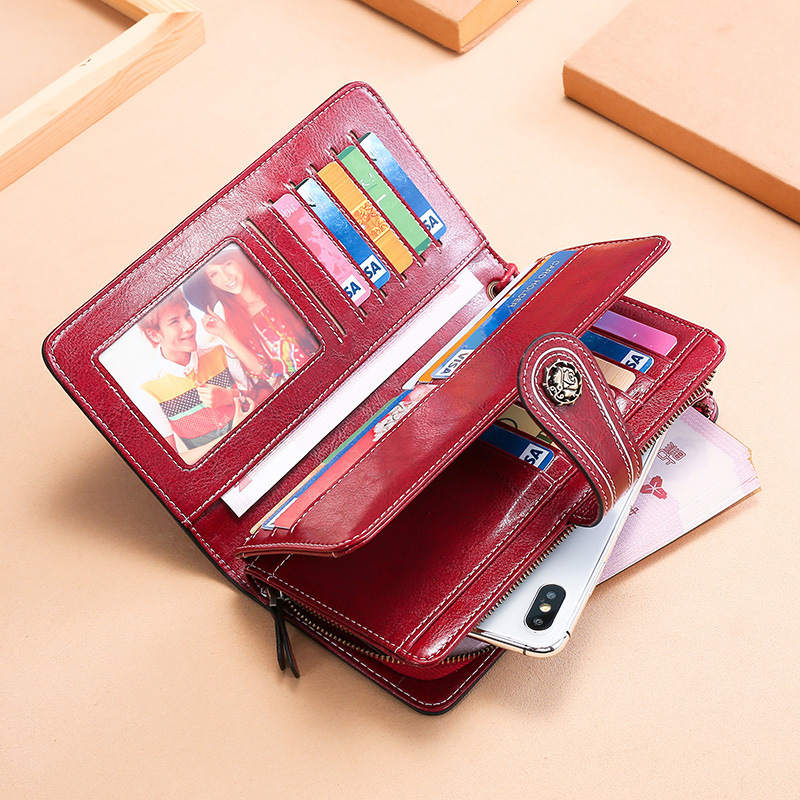 Fashion Women Leathe Wallets Rfid Female Purse Genuine Leather Ladies Wallet Phone Case Woman Wallet And Purse Card Holder