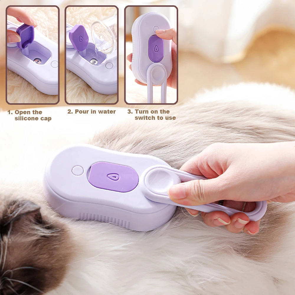 2025 new 3 in 1 Pet Steam Brush for Cats Electric Spray Cat Comb Cleaning Massage Dog Hair Remover Grooming Puppy Accessories